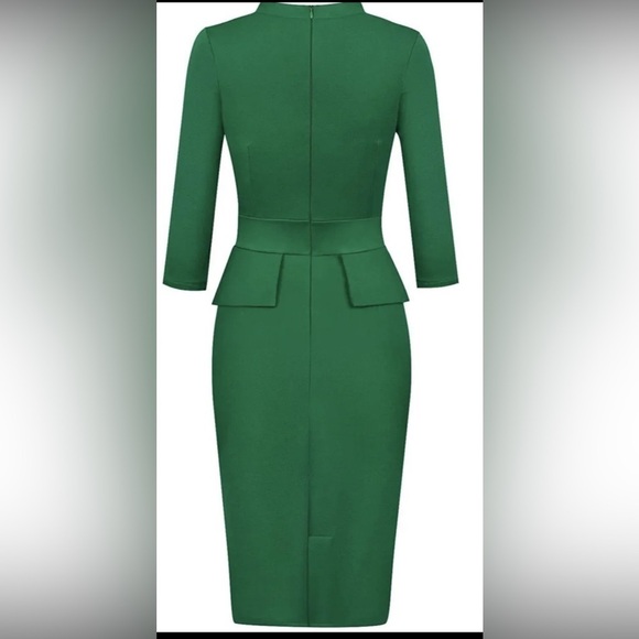 NWT Moyabo Women's Tie Neck Vintage Bodycon Peplum Business Formal Work Pencil - Picture 3 of 6